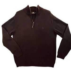 Rodd & Gunn Mens Sz 2XL Black Ribbed Aussi Cotton Quarter-Zip Mock Neck Sweater